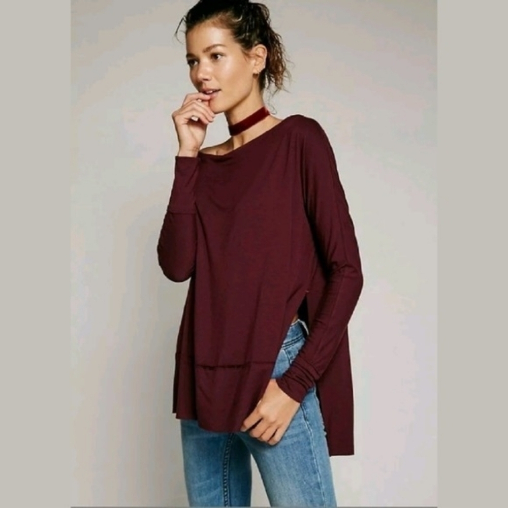Free People Luna Side Slit Tunic Top Size XS